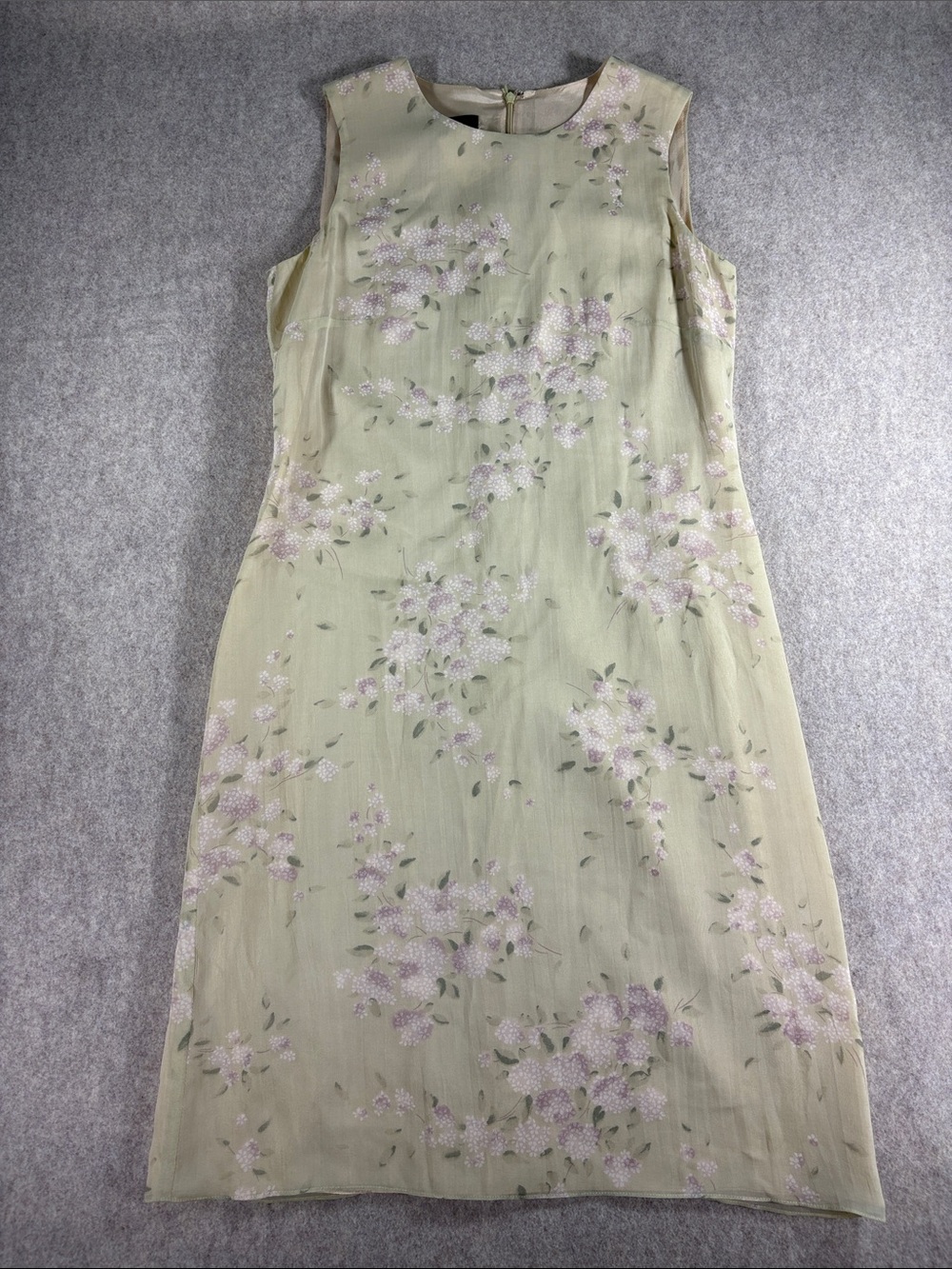 Brooks Brothers Sage Green Floral Chiffon Sleeveless Dress 8 NWT